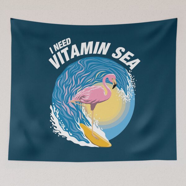 Item preview, I Need Vitamin Sea | Surfing Flamingo | Funny Summer Quote designed and sold by TMBTM.