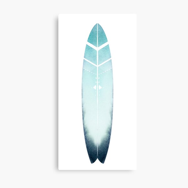 Turquoise Surfboard - Surf art with tribal pattern Metal Print