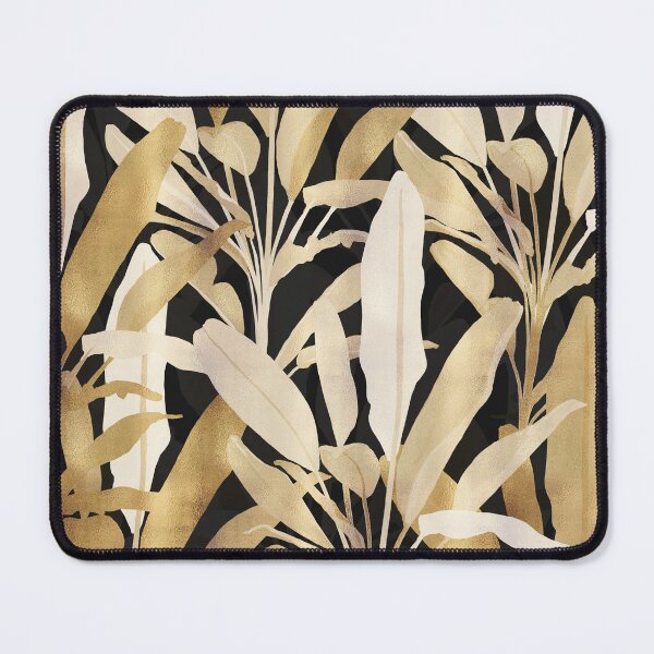 Item preview,  Tropical Gold Banana Leaves Black Pattern designed and sold by NdesignTrend.