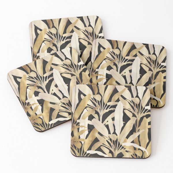 Item preview,  Tropical Gold Banana Leaves Black Pattern designed and sold by NdesignTrend.