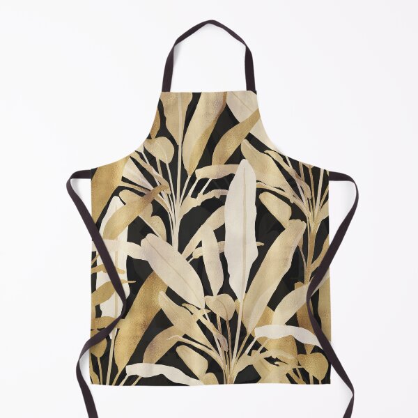 Item preview, Tropical Gold Banana Leaves Black Pattern designed and sold by NdesignTrend.