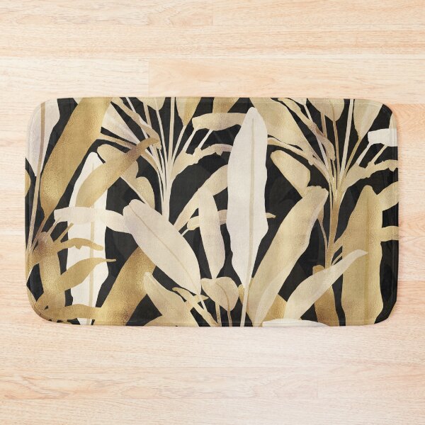 Item preview,  Tropical Gold Banana Leaves Black Pattern designed and sold by NdesignTrend.