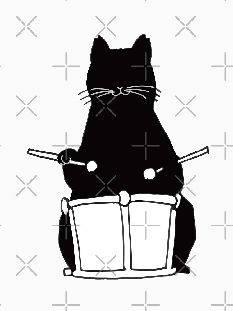 "Black Cat Snare Drums Emoji Funny Drumming Gift" Tshirt by