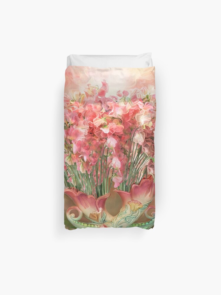 Sweet Peas In Sweet Pea Vase 2 Duvet Cover By Carolcavalaris