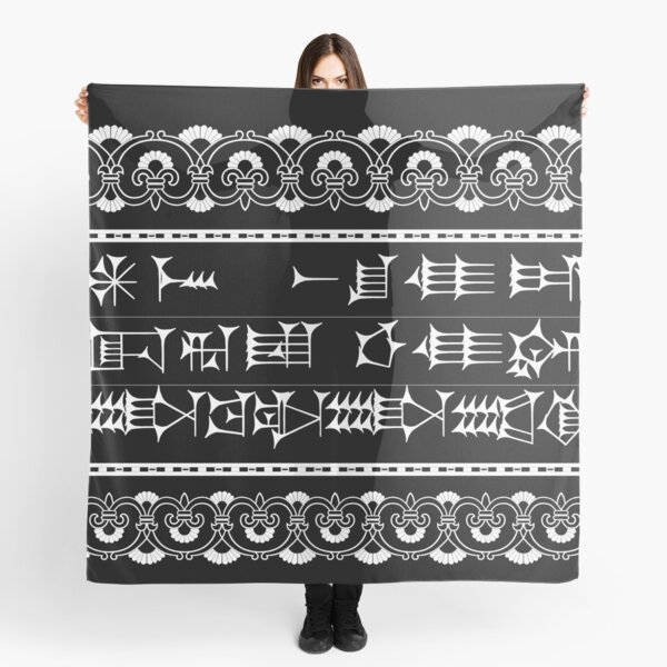 Babylonian Blessing (to a woman), white on black Scarf