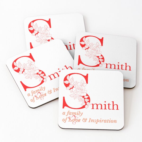 Aperçu de l'œuvre Le t-shirt Smith Family Monogram Sign Sticker affiche les caractéristiques de la famille fière en rouge créée et vendue par Faelee.