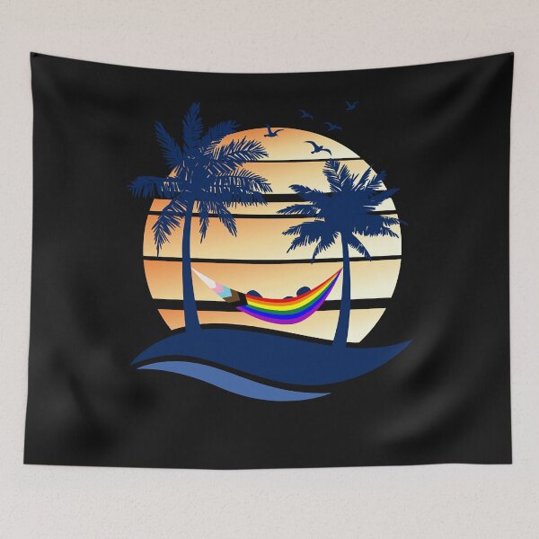 Item preview, LGBTQ Progress Pride Hammock Summer Beach Sunset designed and sold by David231231.