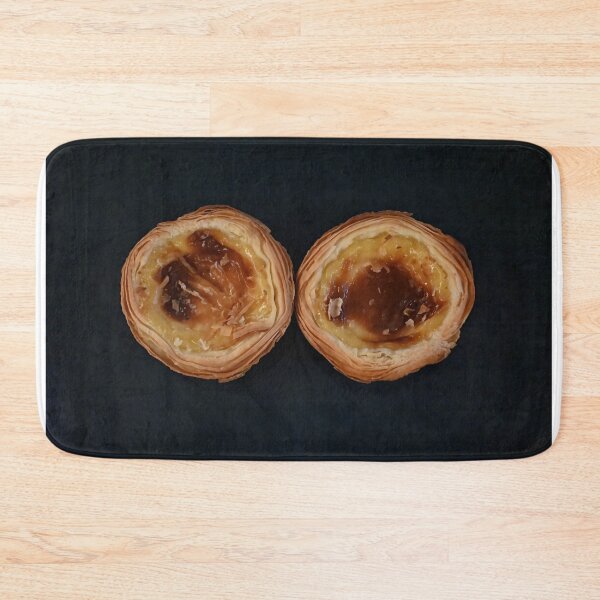 Item preview, Two baked egg tarts with a dark background designed and sold by dabingboshi.