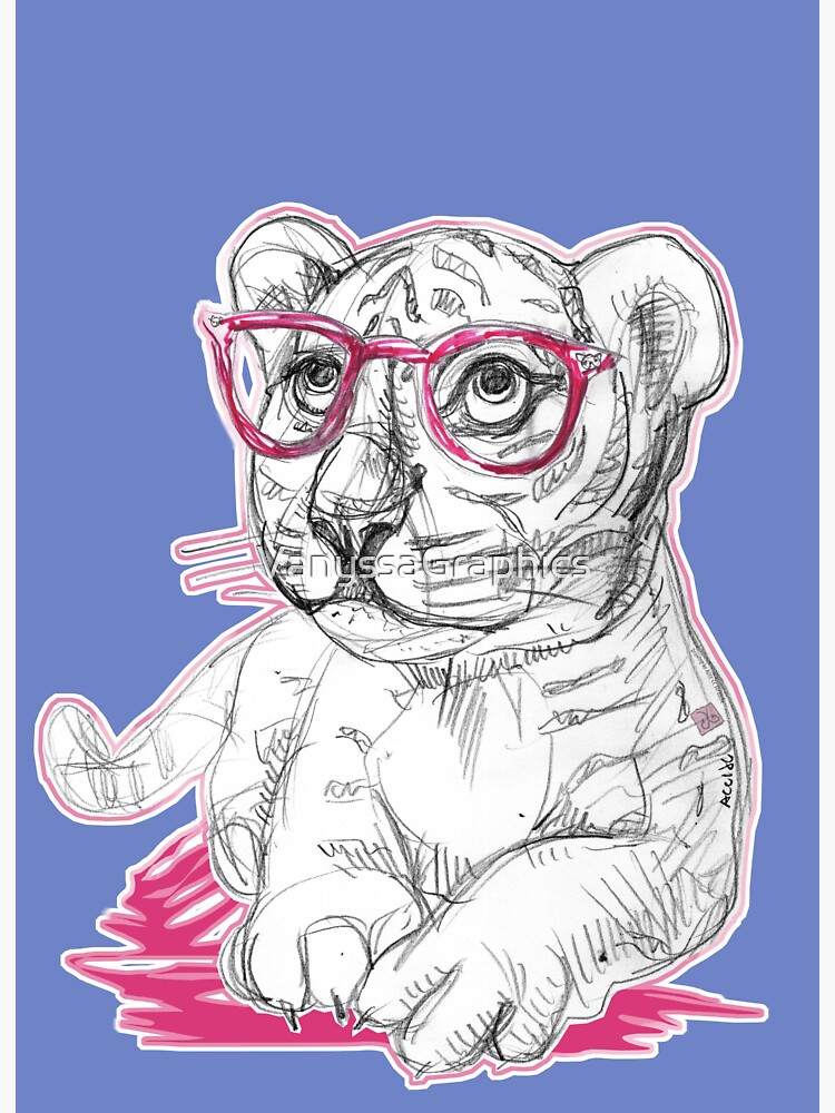 Young Tigress With Pink Glasses (Drawing by Alice CCI)