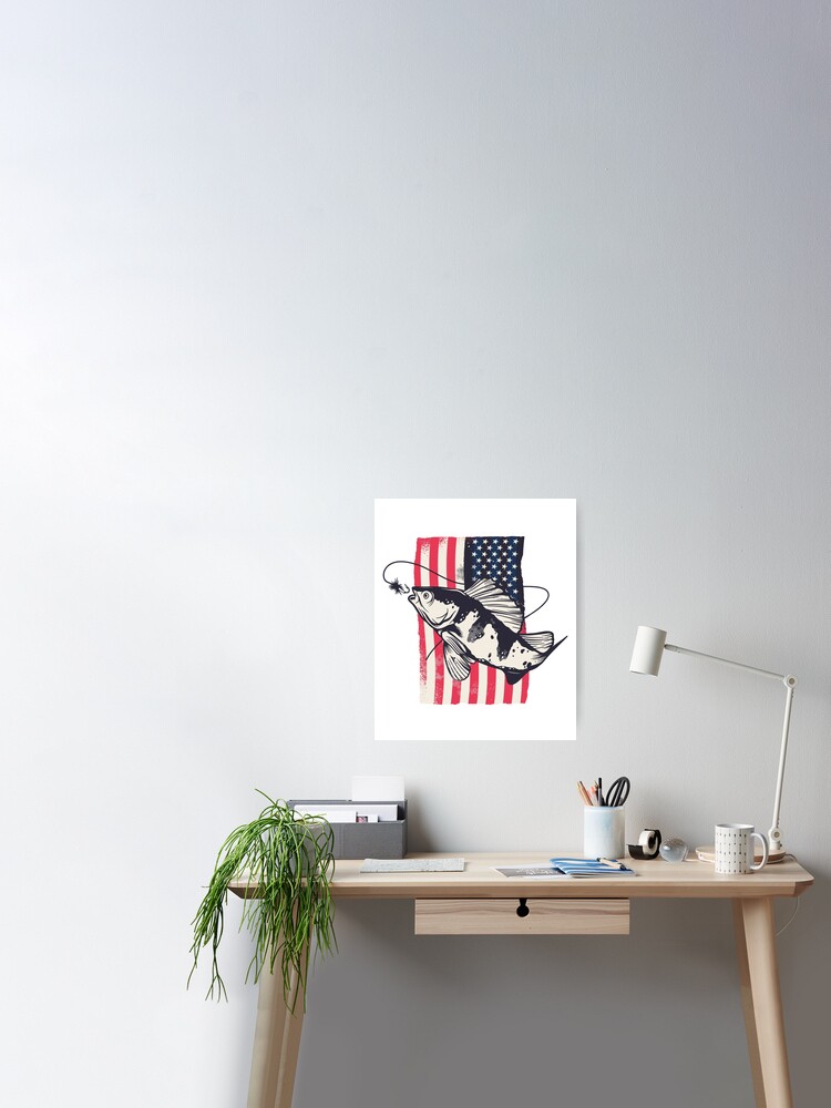 Fishing American Flag Sticker by DerSenat