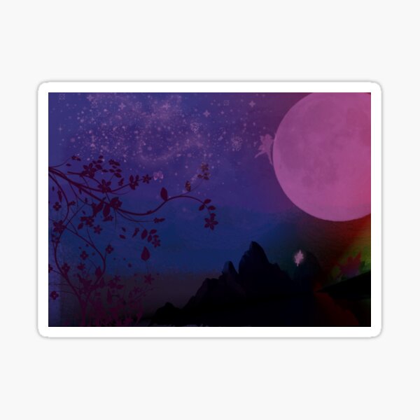 The Pink Moon And The Starry Night Sticker