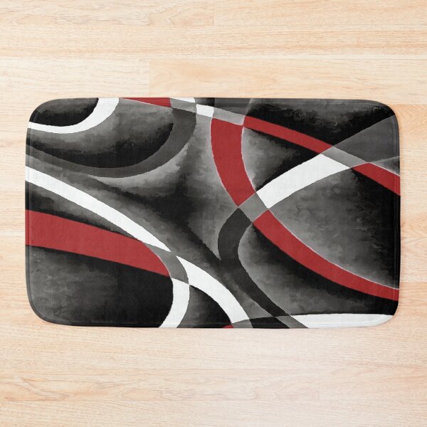 Item preview, Eighties Red White Grey Line Curve Pattern On Black designed and sold by taiche.