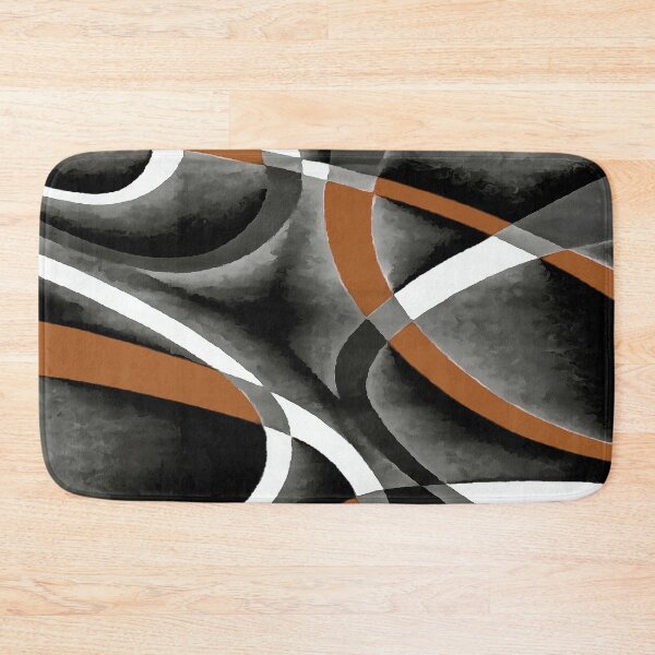 Item preview, Eighties Orange White Grey Line Curve Pattern On Black designed and sold by taiche.