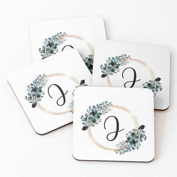 Item preview, Monogram Letter J | Laurels with Gold Borders designed and sold by JustSeasons.