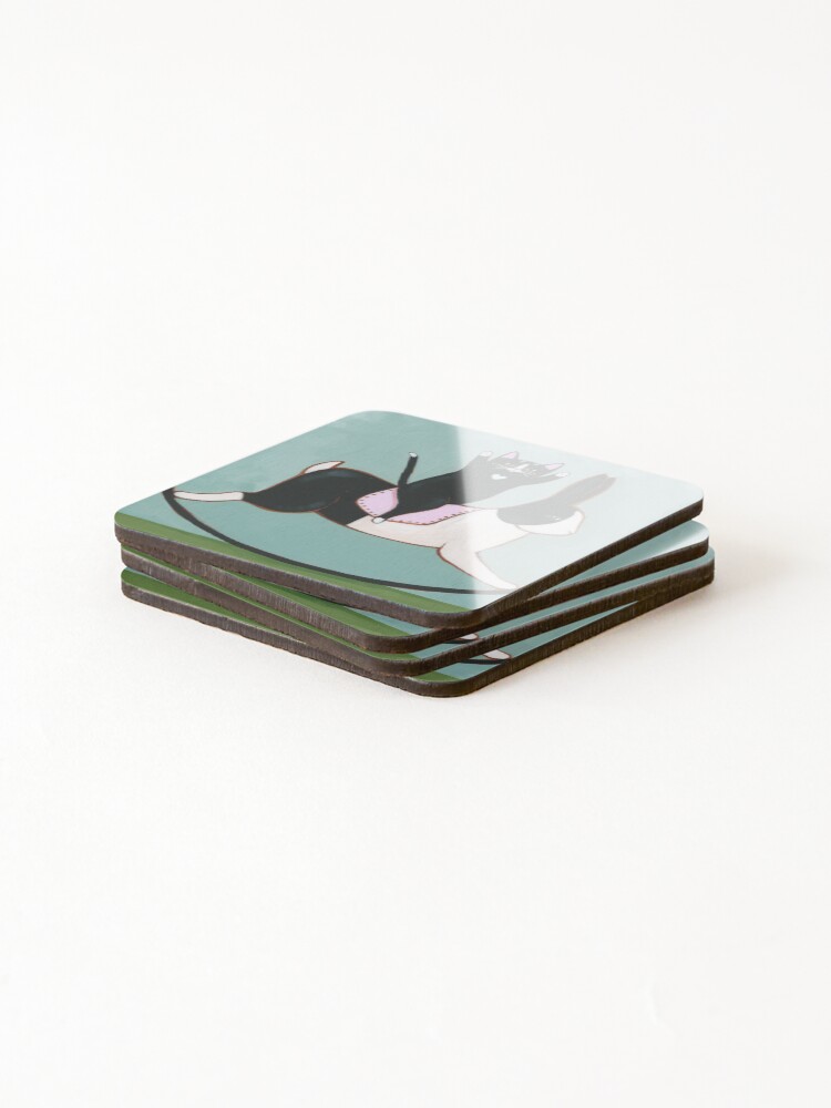 Thumbnail 4 of 5, Coasters (Set of 4), Cat on a Rocking Rabbit designed and sold by kilkennycat.
