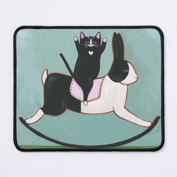 Item preview, Cat on a Rocking Rabbit designed and sold by KilkennyCat Art.