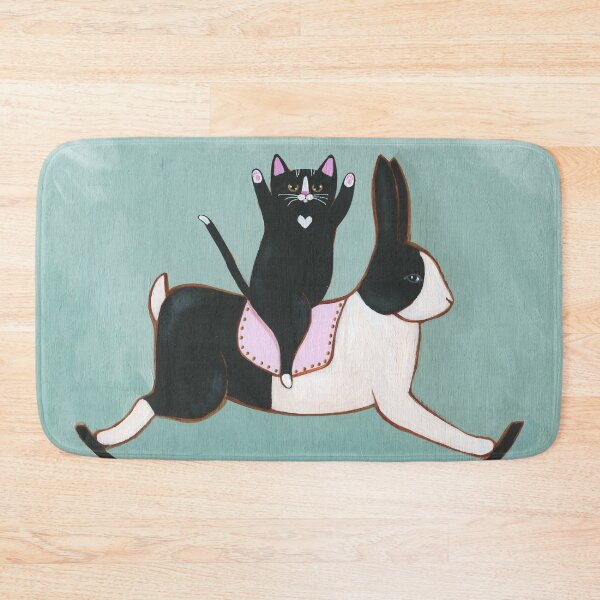 Item preview, Cat on a Rocking Rabbit designed and sold by KilkennyCat Art.