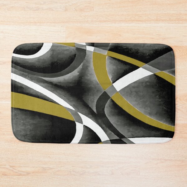 Item preview, Eighties Mustard Yellow White Grey Line Curve Pattern On Black designed and sold by taiche.