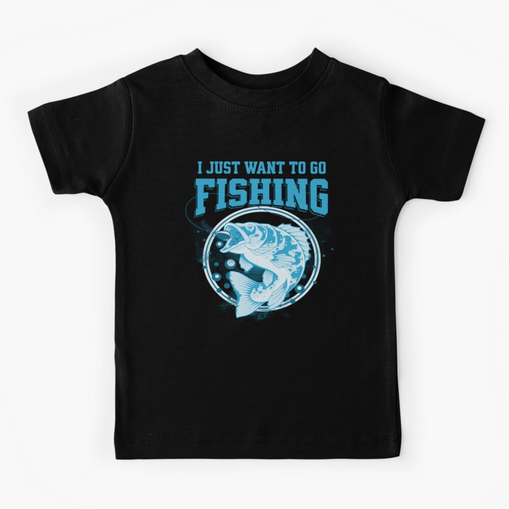 I Just Want to Go Fishing on Dark Background Kids T-Shirt for