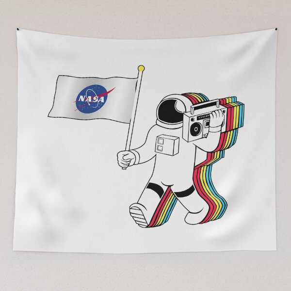 Item preview, Astronaut with boombox And Nasa Flag designed and sold by Talborol.