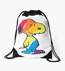 rainbow snoopy Drawstring Bag