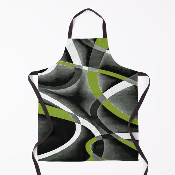 Item preview, Eighties Green White Grey Line Curve Pattern On Black designed and sold by taiche.