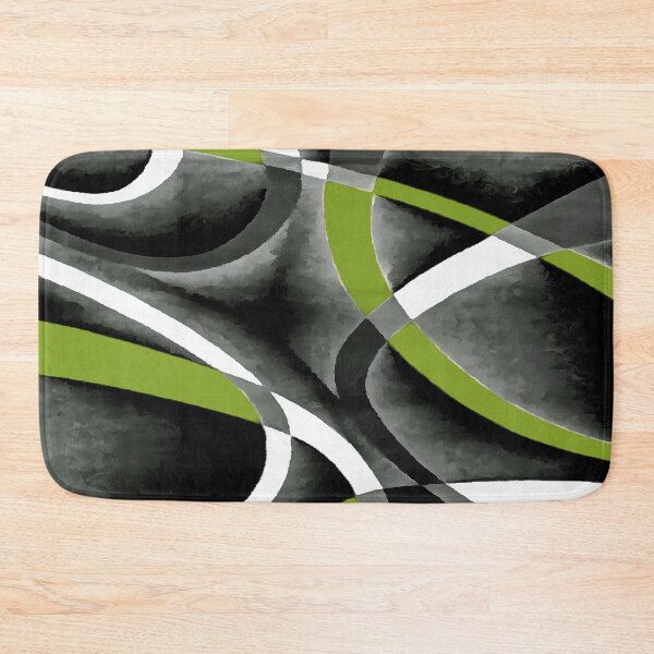 Item preview, Eighties Green White Grey Line Curve Pattern On Black designed and sold by taiche.