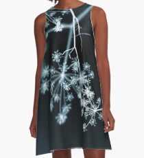 Midnight Glow. Dark Floral A-Line Dress