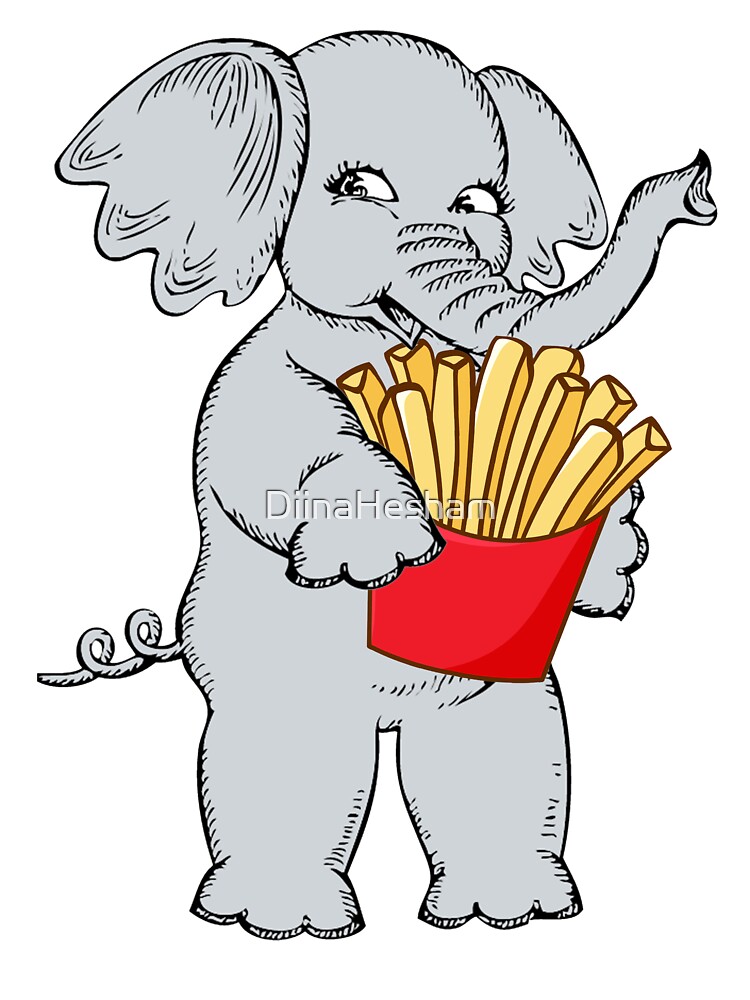 cute elephant eating french fries/Best gift for elephants and french fries lovers cute elephant eating french fries/Best gift for elephants and french fries lovers