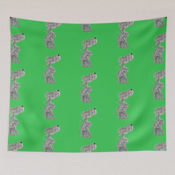 Item preview, Grey Dog Sitting Pretty, Blue Bedlington Terrier, Green designed and sold by The Quaint and Quirky.