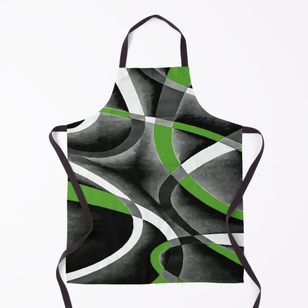 Item preview, Eighties Jungle Green White Grey Line Curve Pattern On Black designed and sold by taiche.