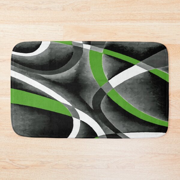 Item preview, Eighties Jungle Green White Grey Line Curve Pattern On Black designed and sold by taiche.