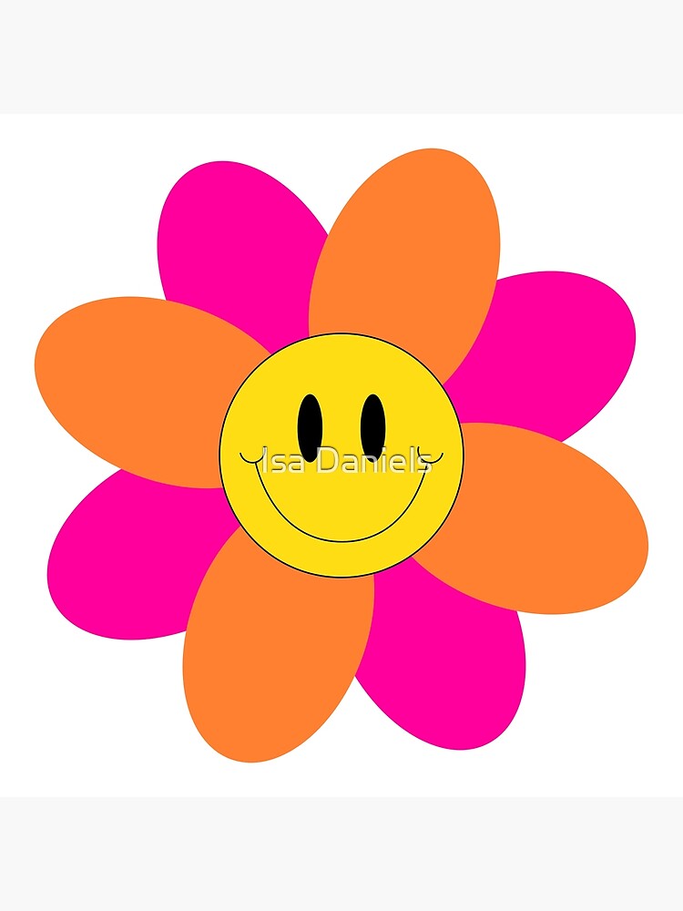 "Pink and Orange Smiley Face Flower" Poster for Sale by DesignsByIsa