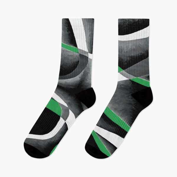 Item preview, Eighties Blue-Green White Grey Line Curve Pattern On Black designed and sold by taiche.