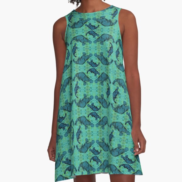 Blue Ocean Platypus A-Line Dress
