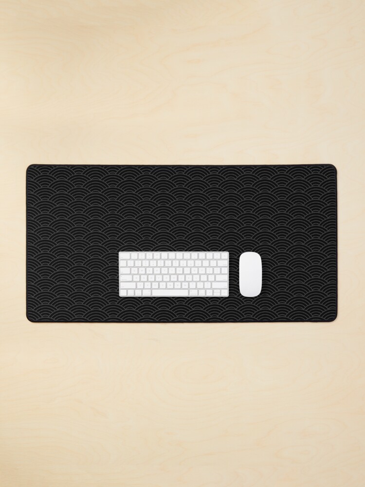 Thumbnail 1 of 5, Mouse Pad, Japanese Seigaiha Dark Pattern designed and sold by Pattern-Queen.