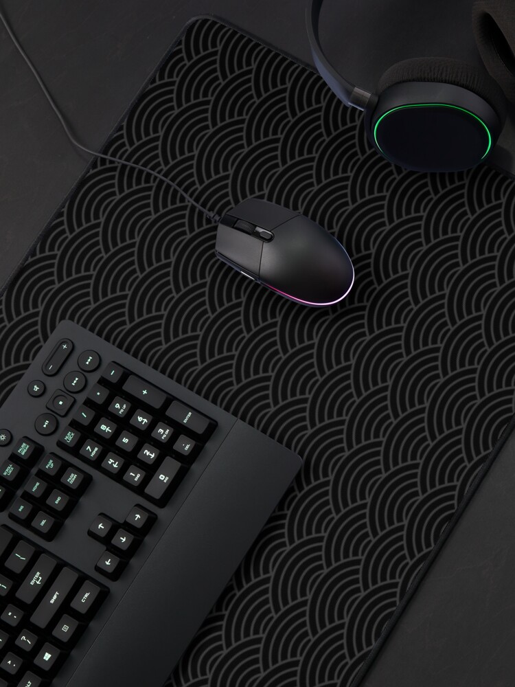 Thumbnail 4 of 5, Mouse Pad, Japanese Seigaiha Dark Pattern designed and sold by Pattern-Queen.