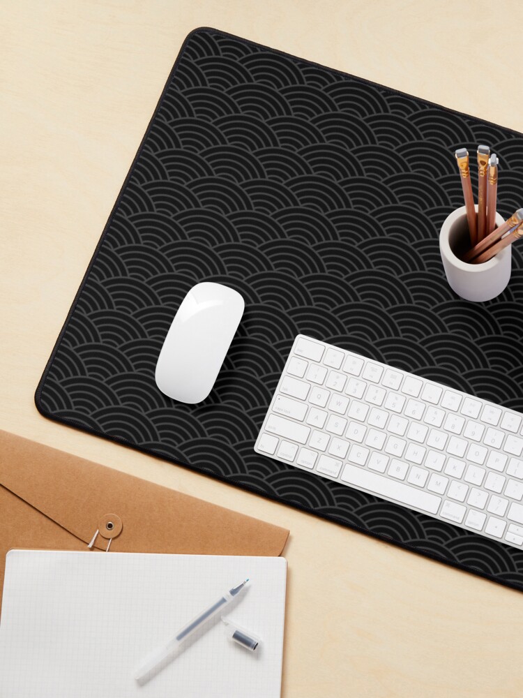 Thumbnail 3 of 5, Mouse Pad, Japanese Seigaiha Dark Pattern designed and sold by Pattern-Queen.
