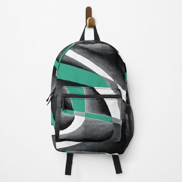 Item preview, Eighties Turquoise White Grey Line Curve Pattern On Black designed and sold by taiche.