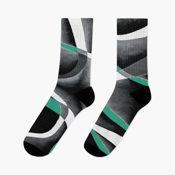 Item preview, Eighties Turquoise White Grey Line Curve Pattern On Black designed and sold by taiche.