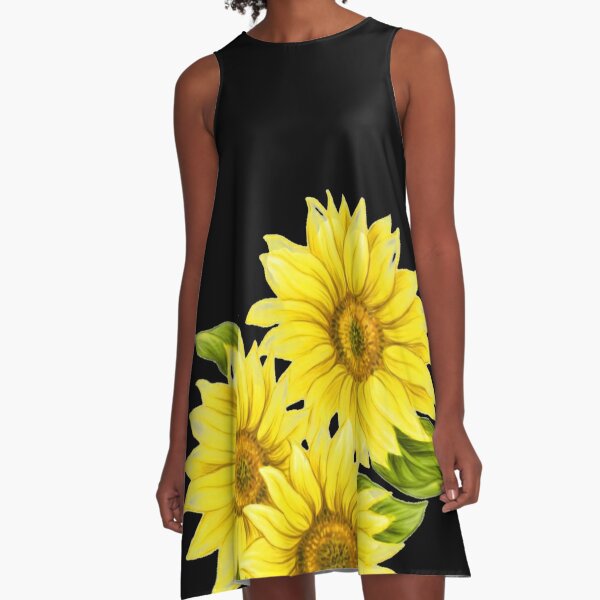 Painted Yellow Sunflower A-Line Dress