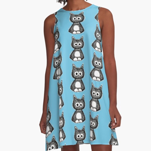 Item preview, Black Whimsical Black Cat with Cute Eyes designed and sold by The Quaint and Quirky.