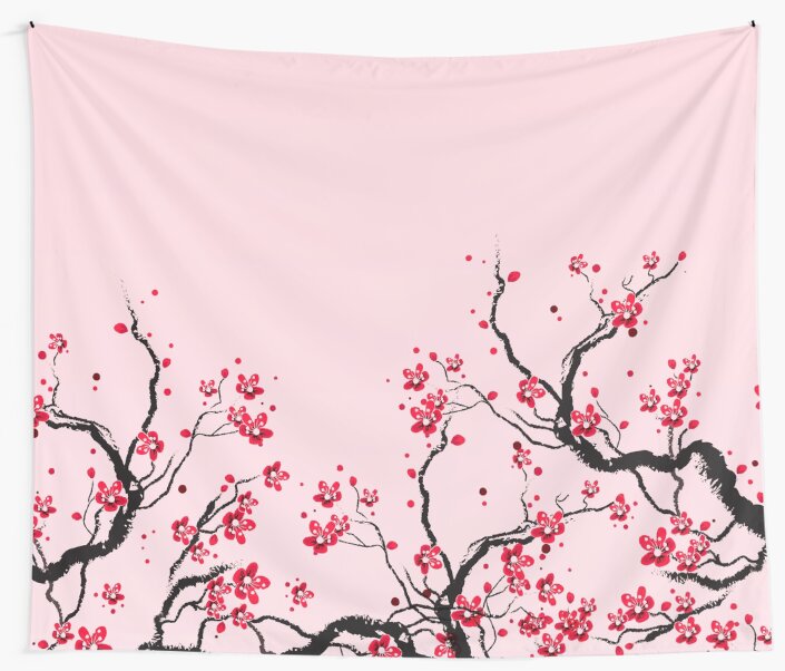 "Cherry Blossom" Wall Tapestry by jumpercat Redbubble