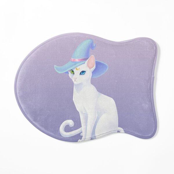 White Cat Witch Cat Mat