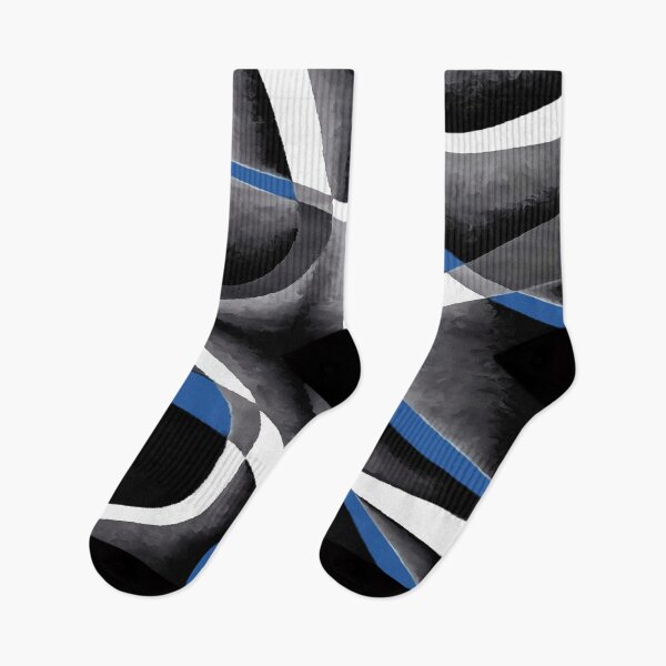 Item preview, Eighties Medium Blue White Grey Line Curve Pattern On Black designed and sold by taiche.