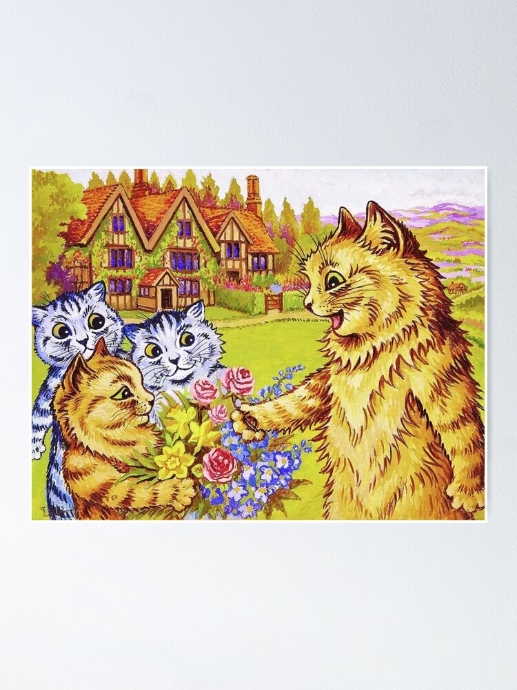 Three Cats Singing By Louis Wain Print Poster