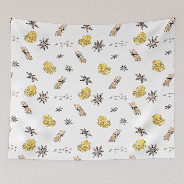 Item preview, Seamless pattern with lemon slices and spices designed and sold by fuzzyfox.