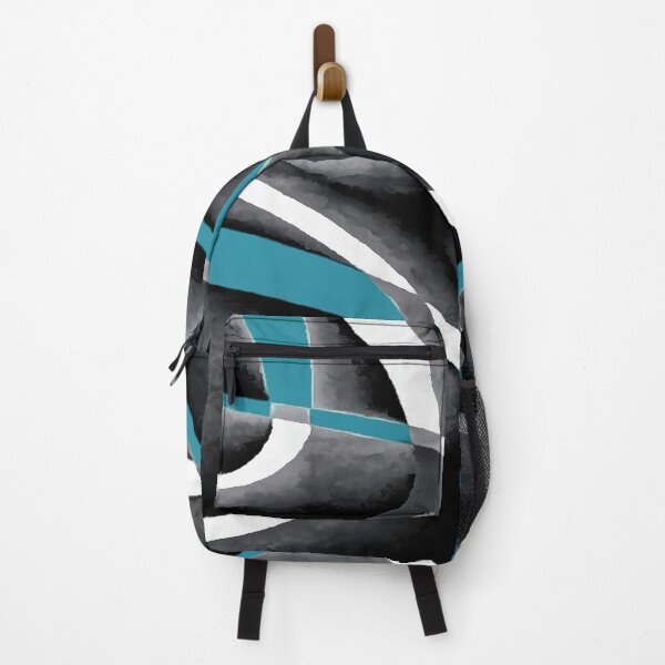 Item preview, Eighties Blue White Grey Line Curve Pattern On Black designed and sold by taiche.
