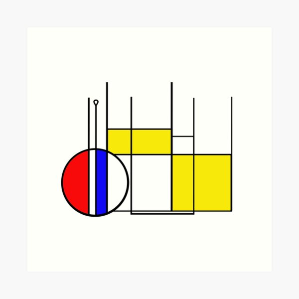 "Modern Lines and Colors Red Blue Yellow Black White Geometric" Art