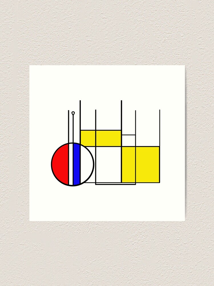 "Modern Lines and Colors Red Blue Yellow Black White Geometric" Art